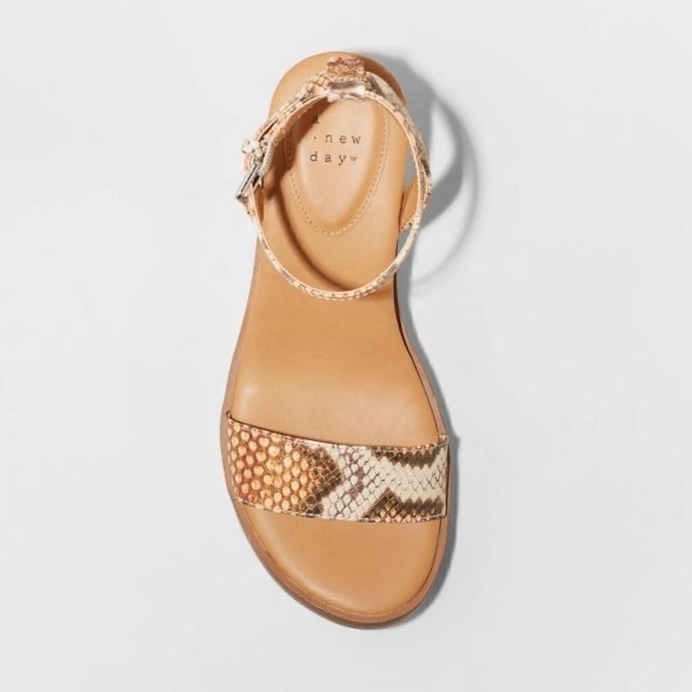 Women's Brown Snake Print Wedge Sandals - Picture 2 of 5